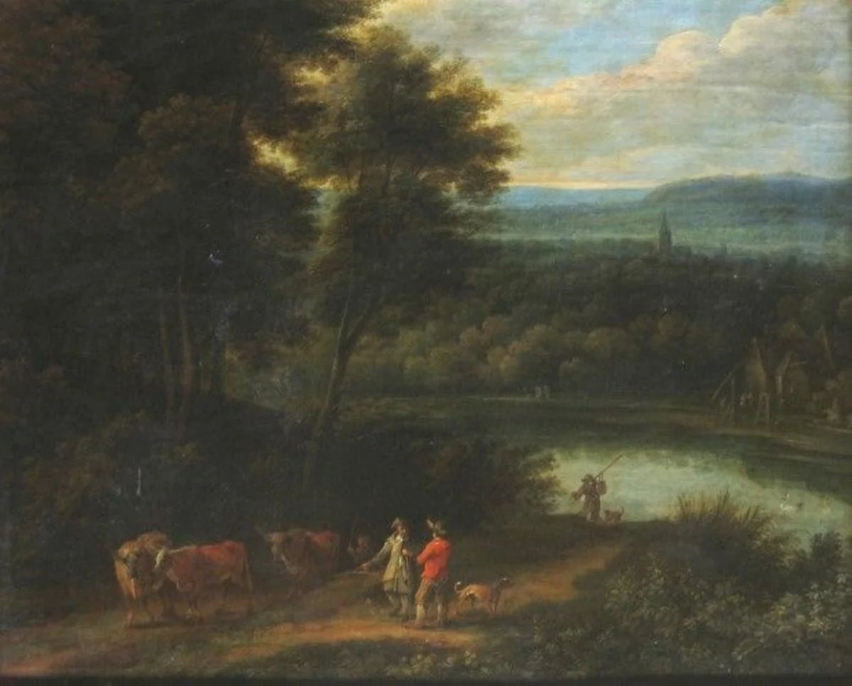 Peisaj păduros cu râu, by Jacques d'Arthois, unspecified, 1642