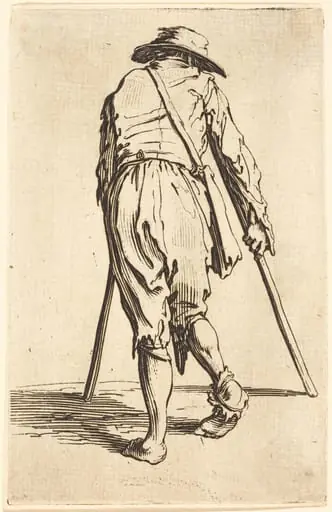 Beggar with Crutches and Hat, Back View