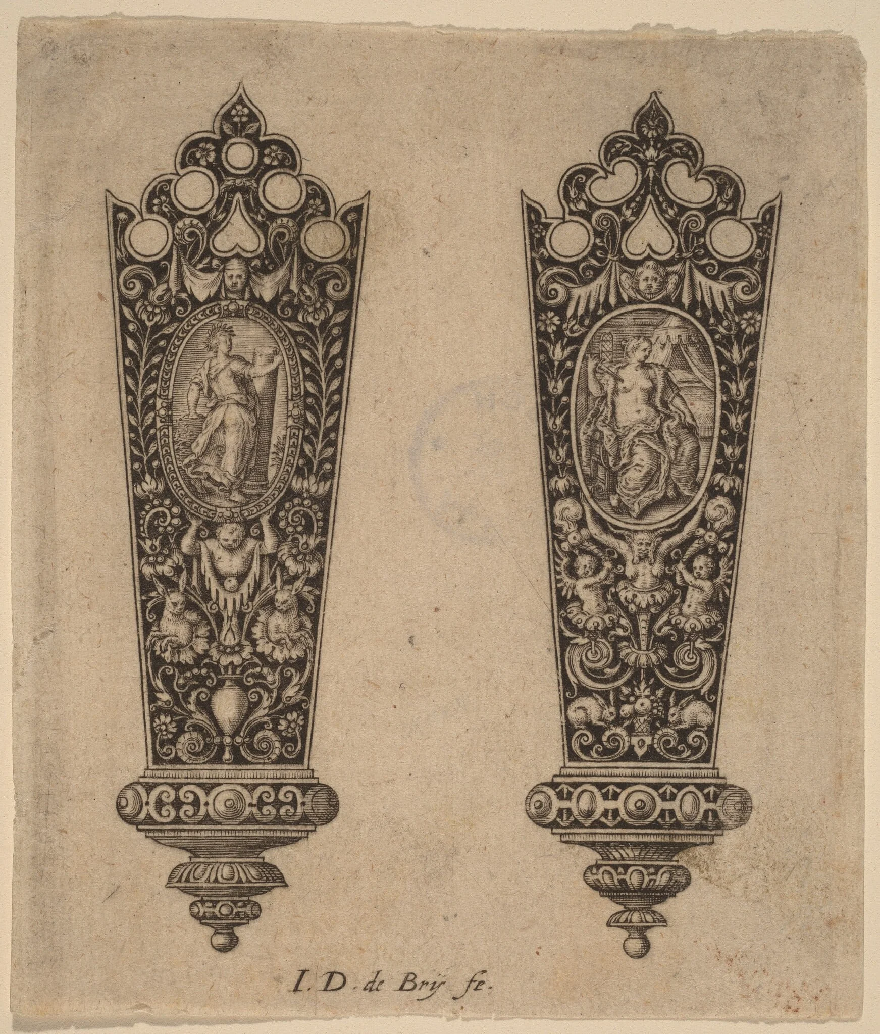 Ornament for Knife Handle, by Theodor de Bry, ink, 1563