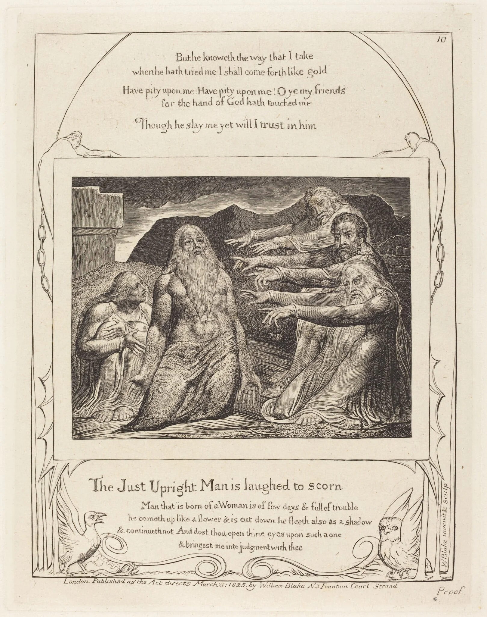 Job Rebuked by His Friends, by William Blake, ink, 1825