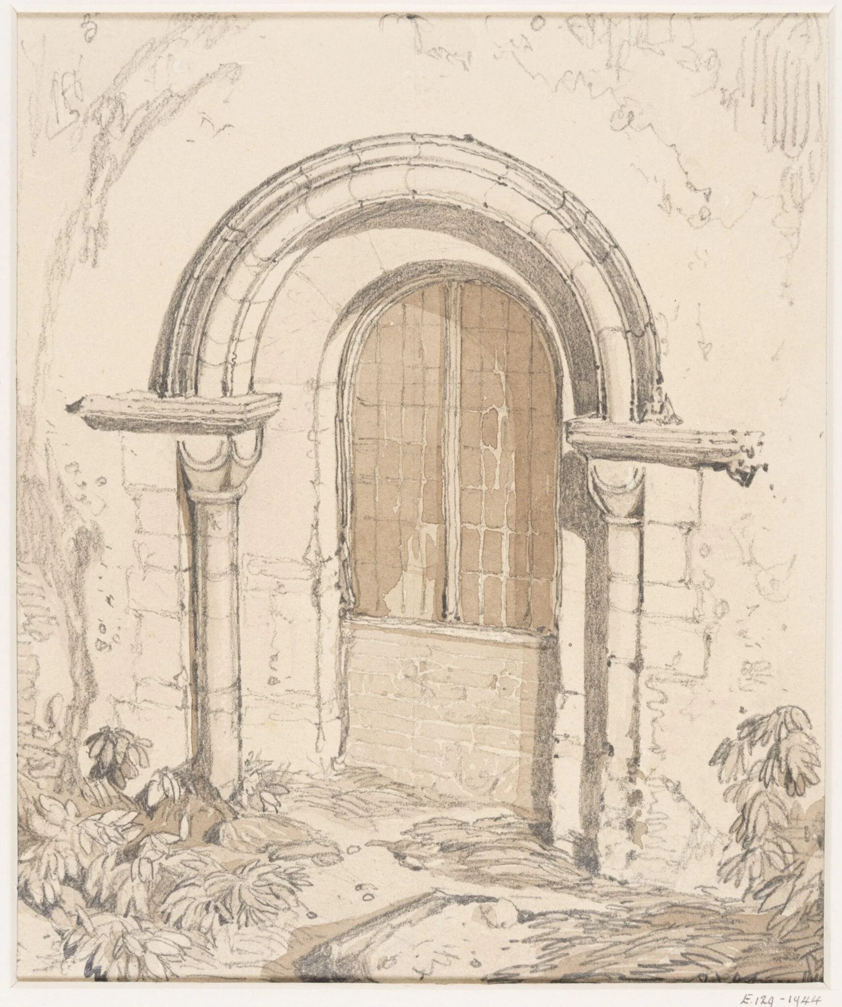 Norman doorway of St. Mary's Church, Thetford, Suffolk, by John Sell Cotman, 1818