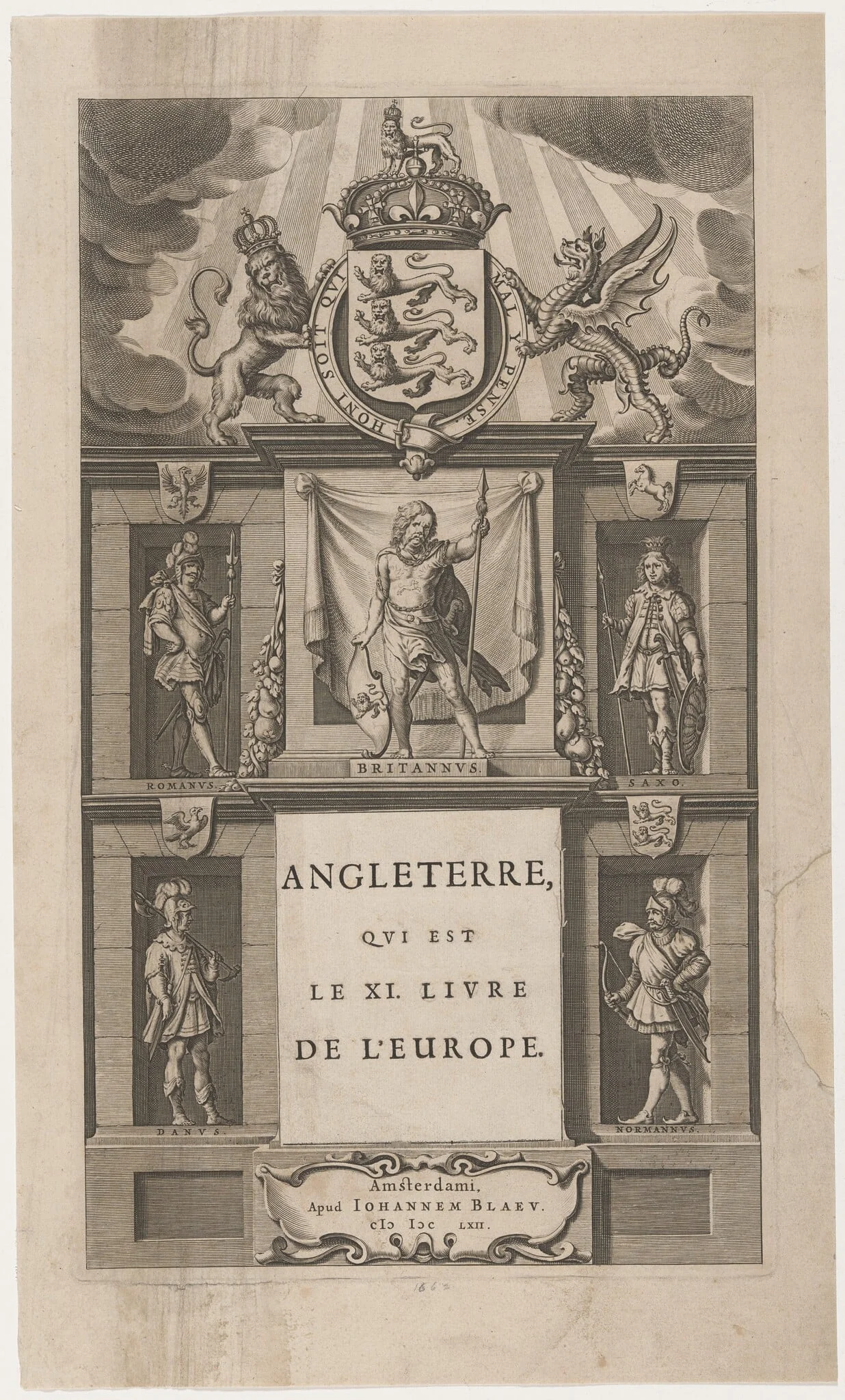 Title Page to Angleterre, by Unknown 19th Century, ink, 1662