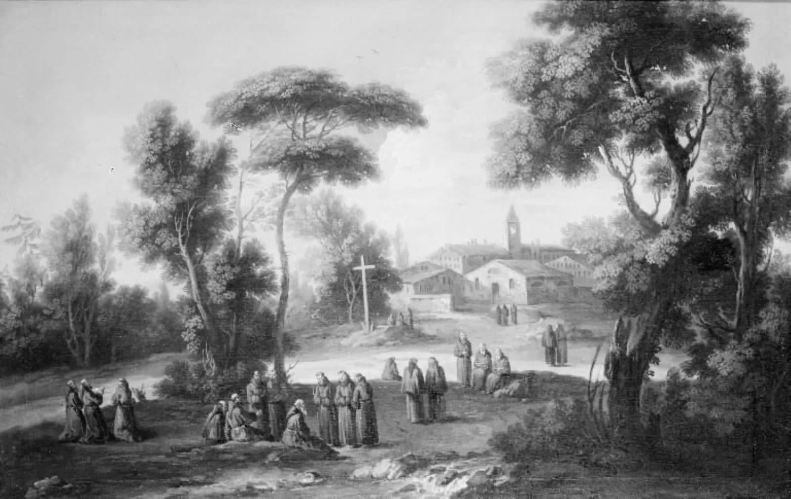 Læsende og bedende munke, by Unknown, 1750