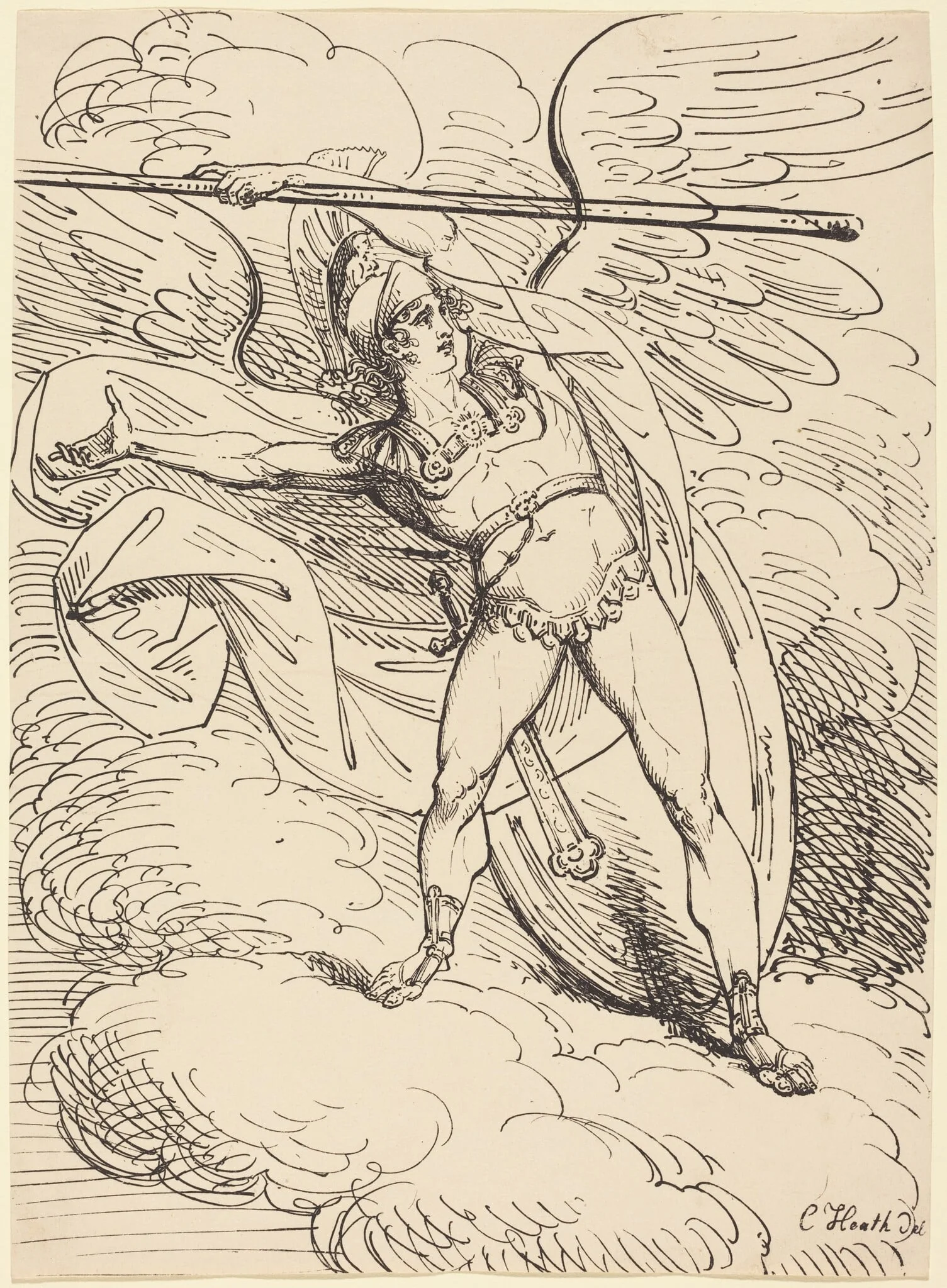 Apollo as a Warrior, by Charles Heath, ink, 1804