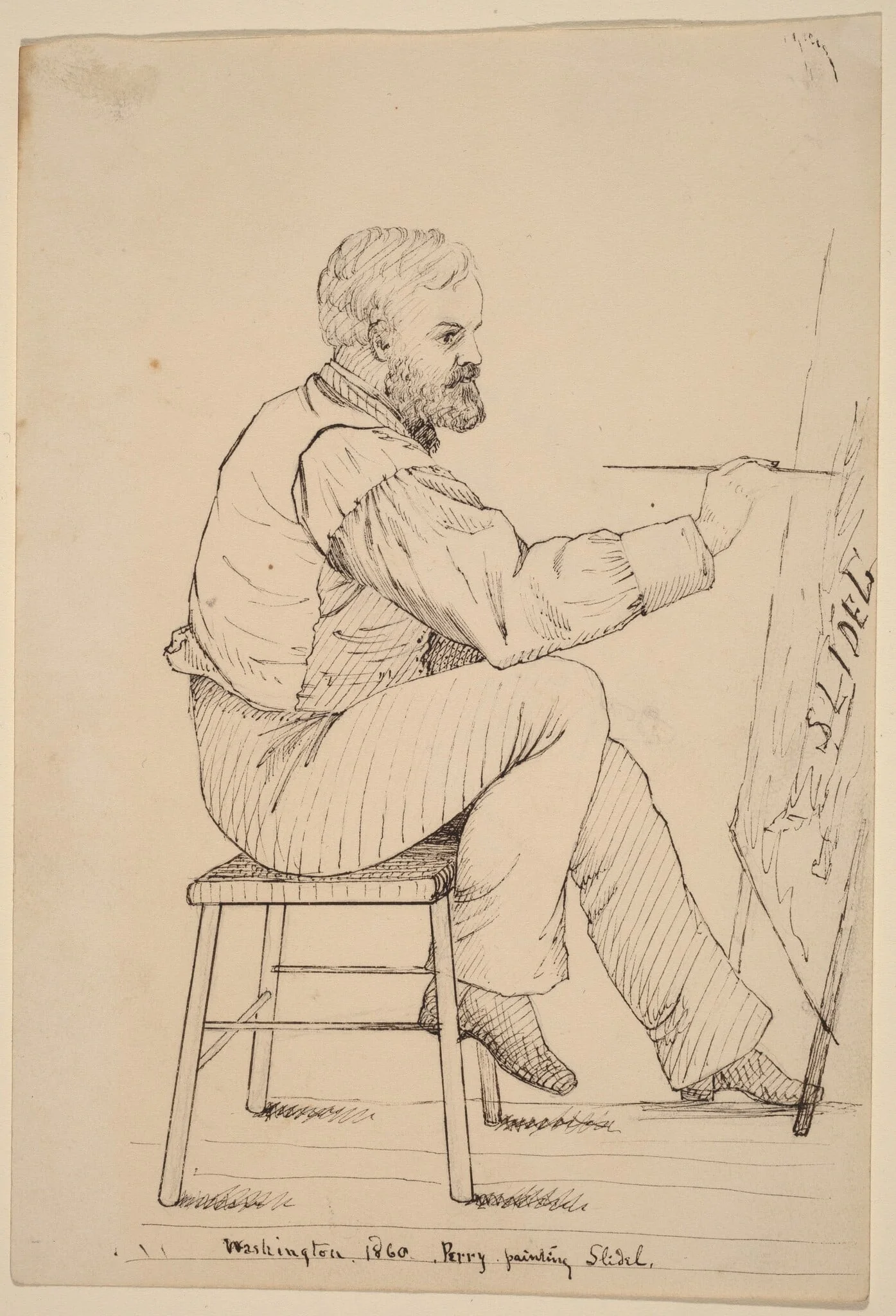 Sketch Class Series - E.W. Perry, by John Quincy Adams Ward, ink, 1860