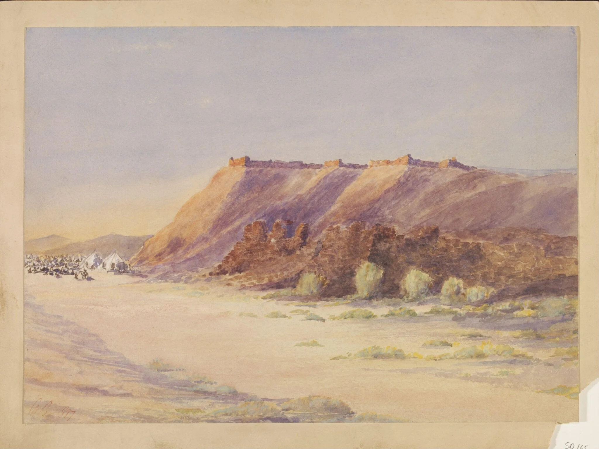 Eastern Desert, Egypt, by W. Brindley, watercolor, 1887