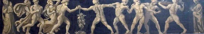 Frieze with Dancing Figures (decorative panel), by Francis Wollaston Moody, oil, 1865