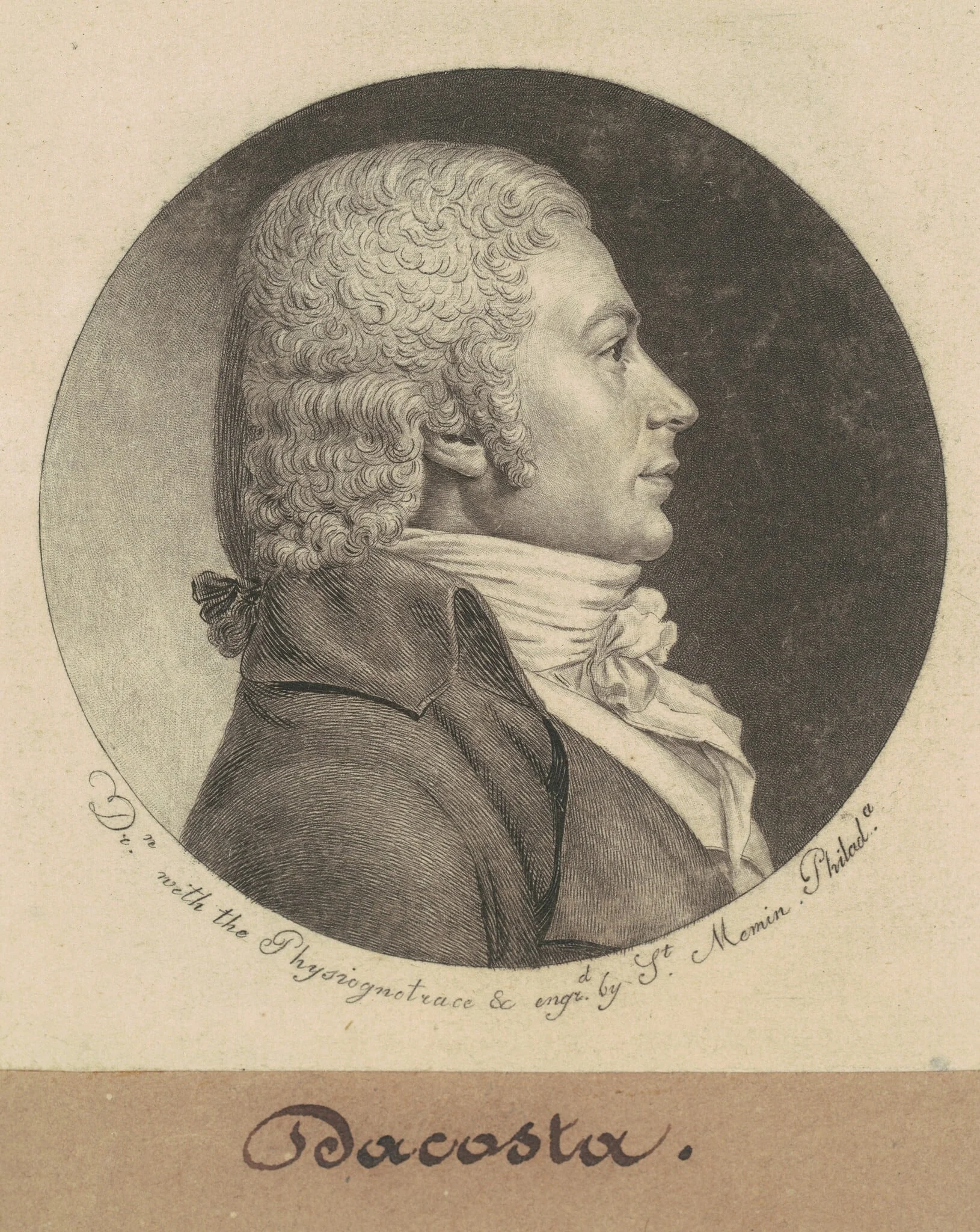 Dacosta, by Charles Balthazar Julien Févret de Saint-Mémin, ink, 1798
