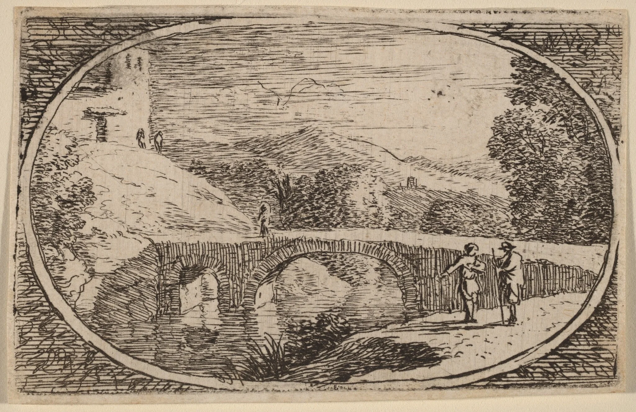 A Stone Bridge, by Herman van Swanevelt, ink, 1628