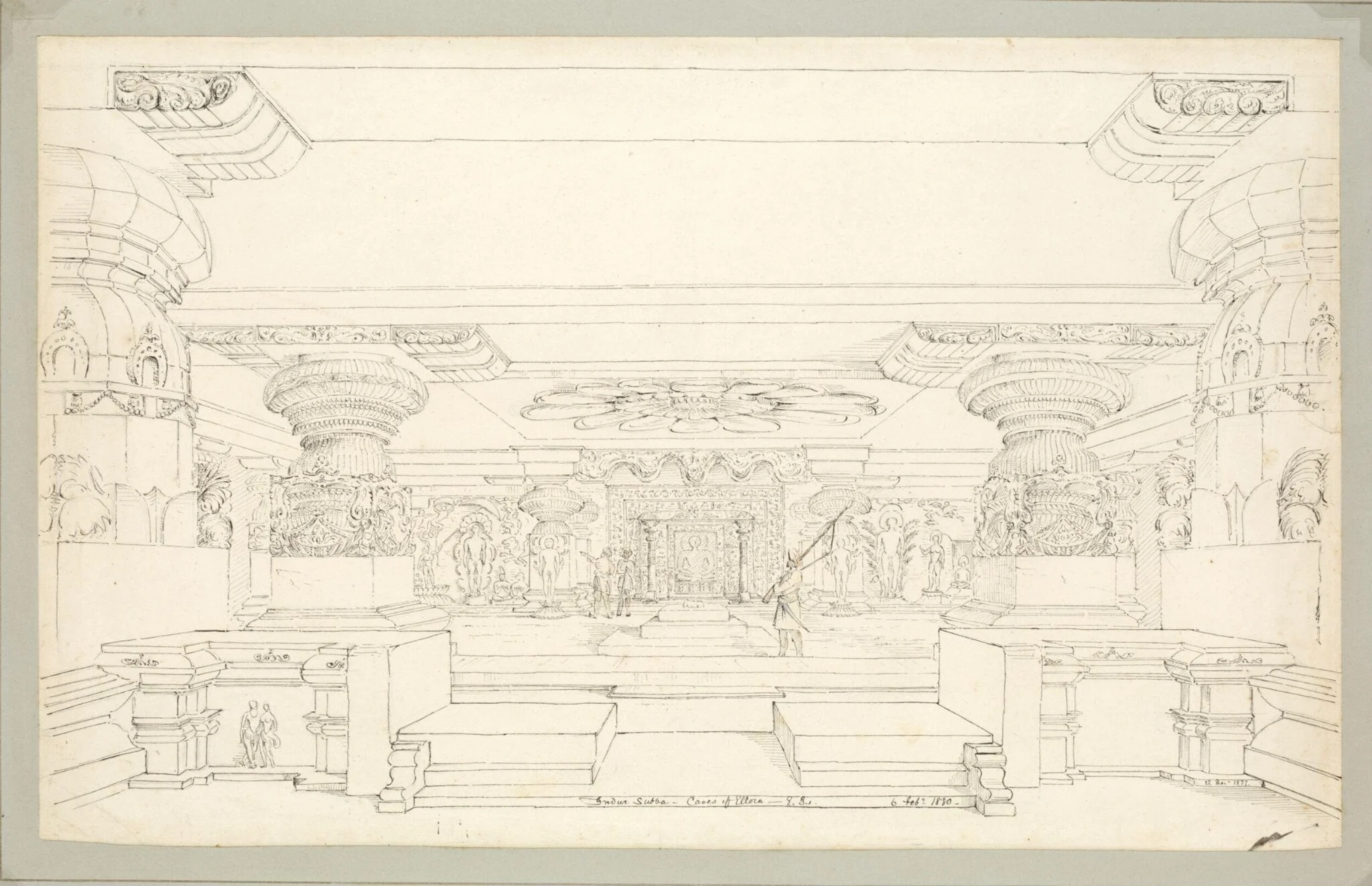 Front of the Indra Sabha Cave at Ellora, by William Maj. Gen. Lacy, 6