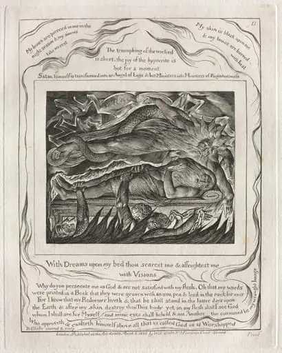 The Book of Job:  Pl. 11, With Dreams upon my bed thou scarest me and affrightest me