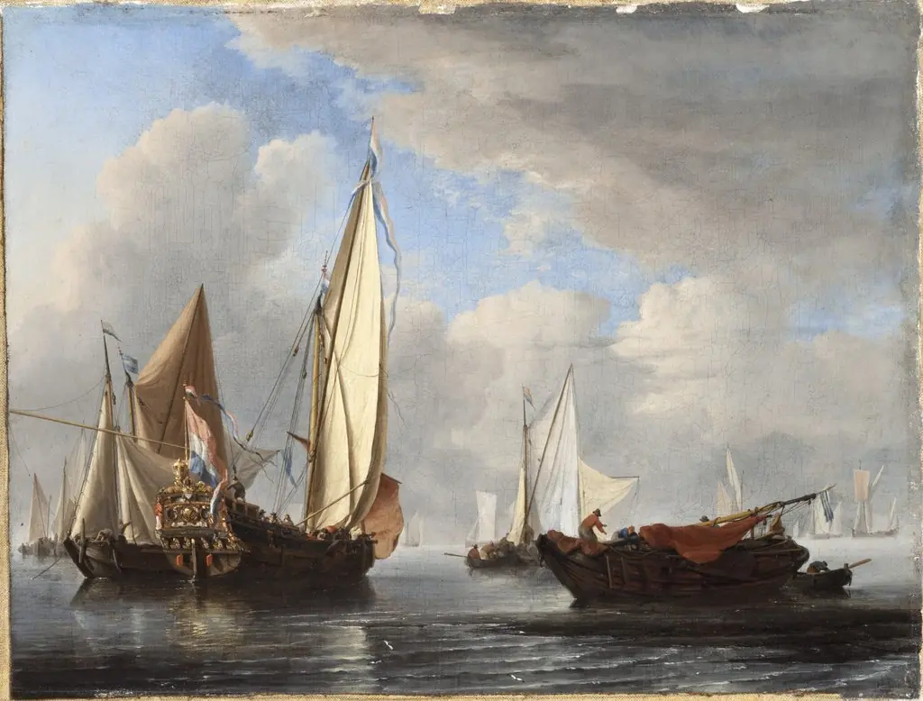 A Yacht and Other Vessels in a Calm