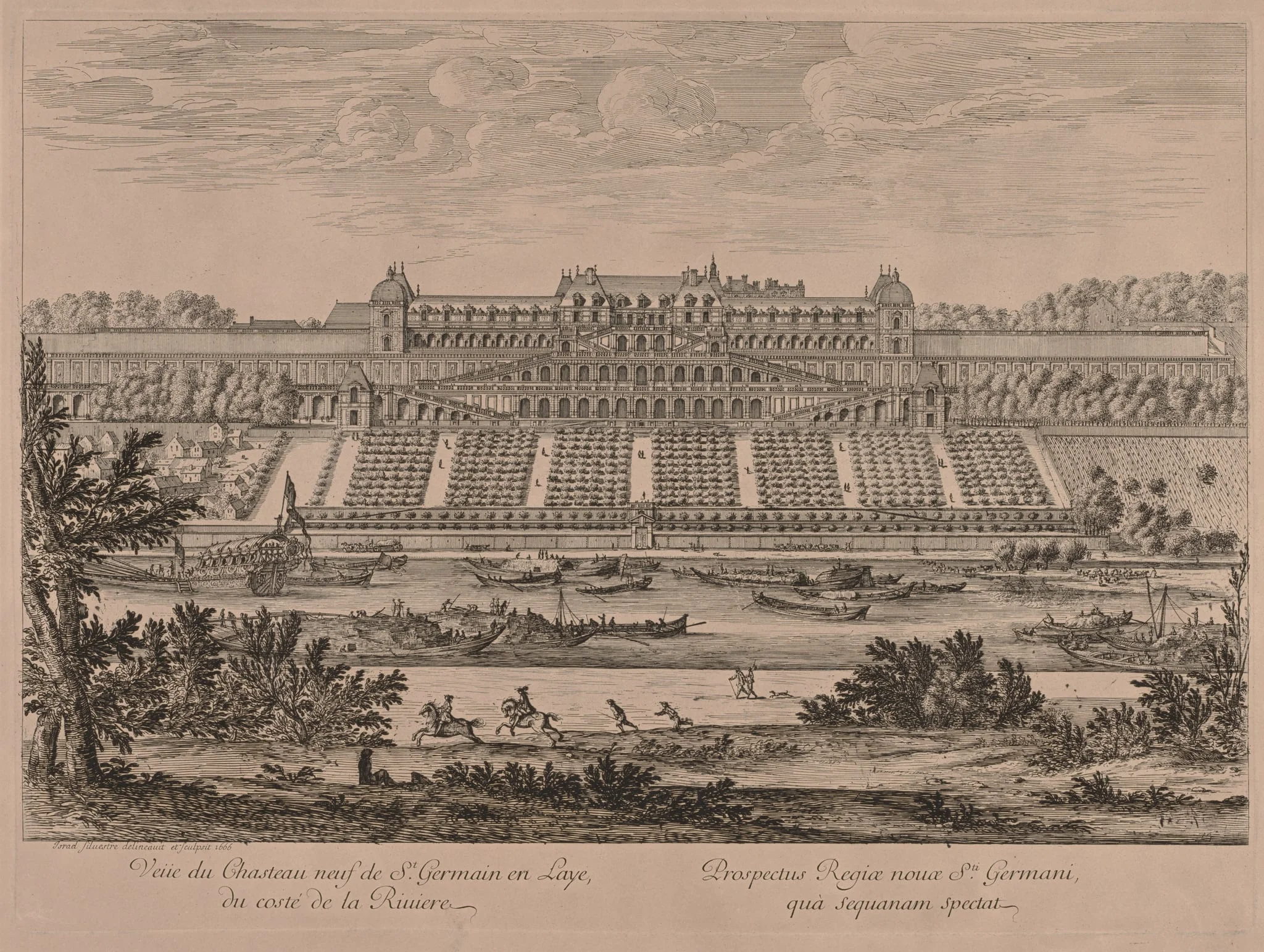 Chateau of St. Germain en Laye from the River, by Jacques Rigaud, 1727