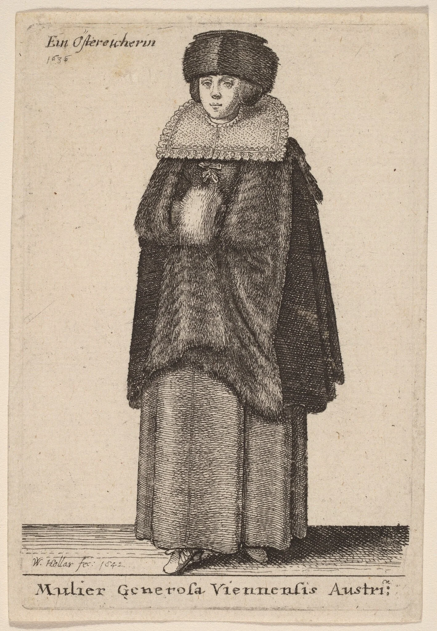 Mulier Generosa Viennensis Austri, by Wenceslaus Hollar, ink, 1642