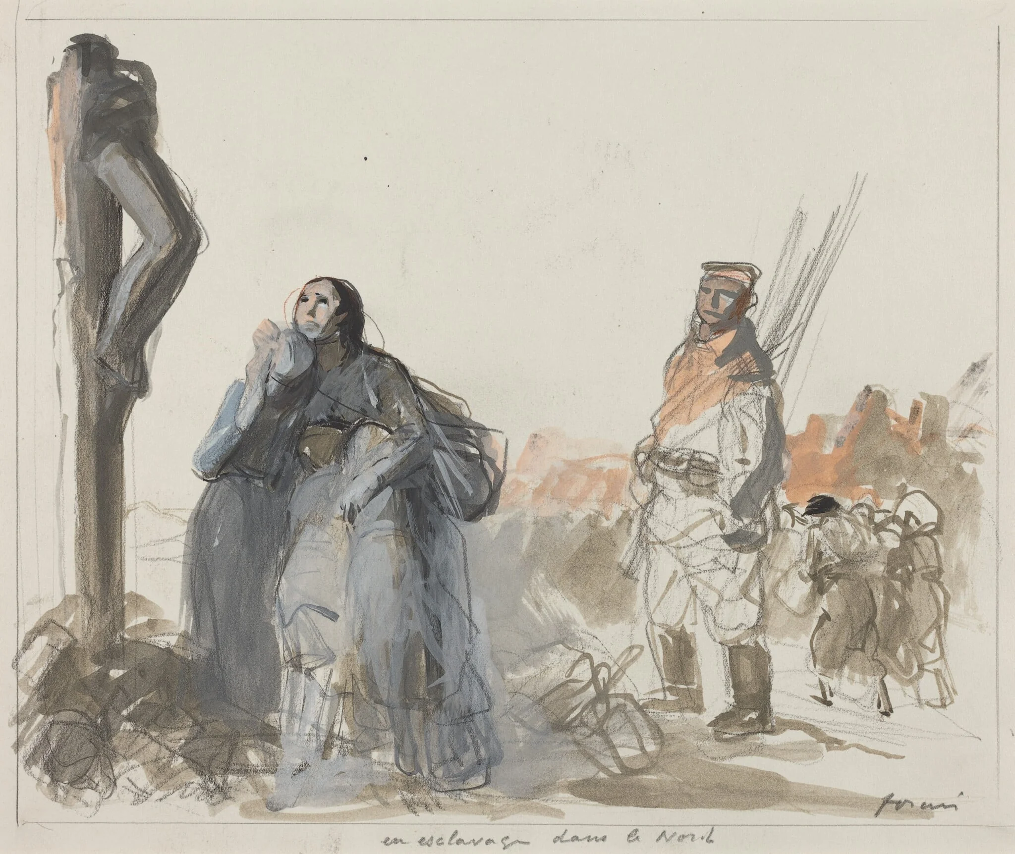 En esclavage dans le Nord, by Jean-Louis Forain, watercolor, 1916