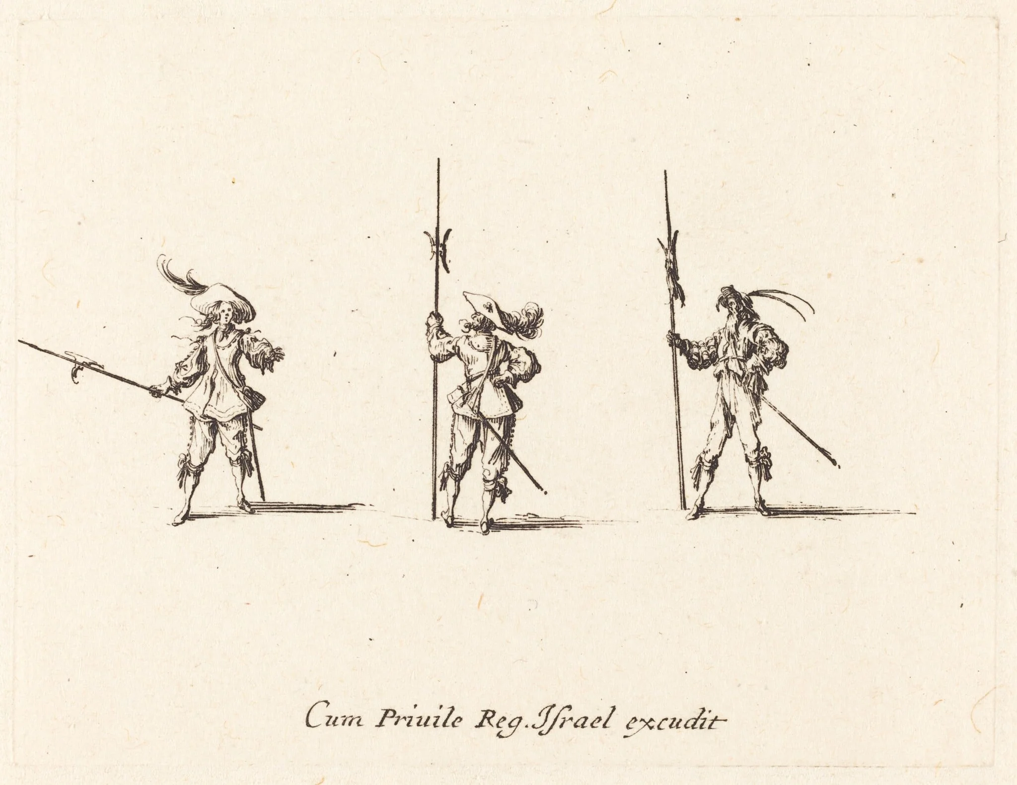 Drill with Halberds, by Jacques Callot, ink, 1634