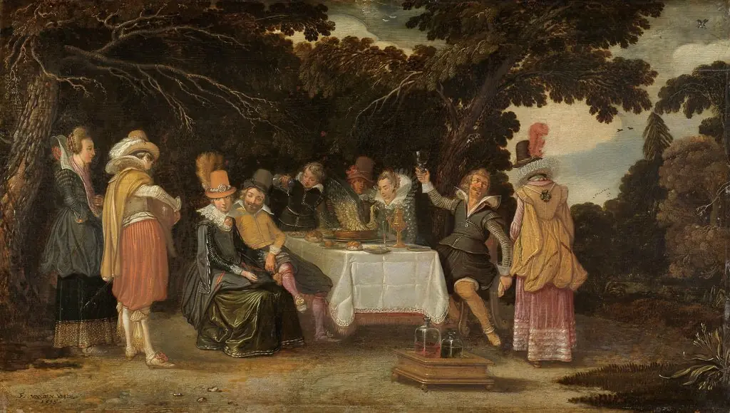 Elegant company dining in the open air