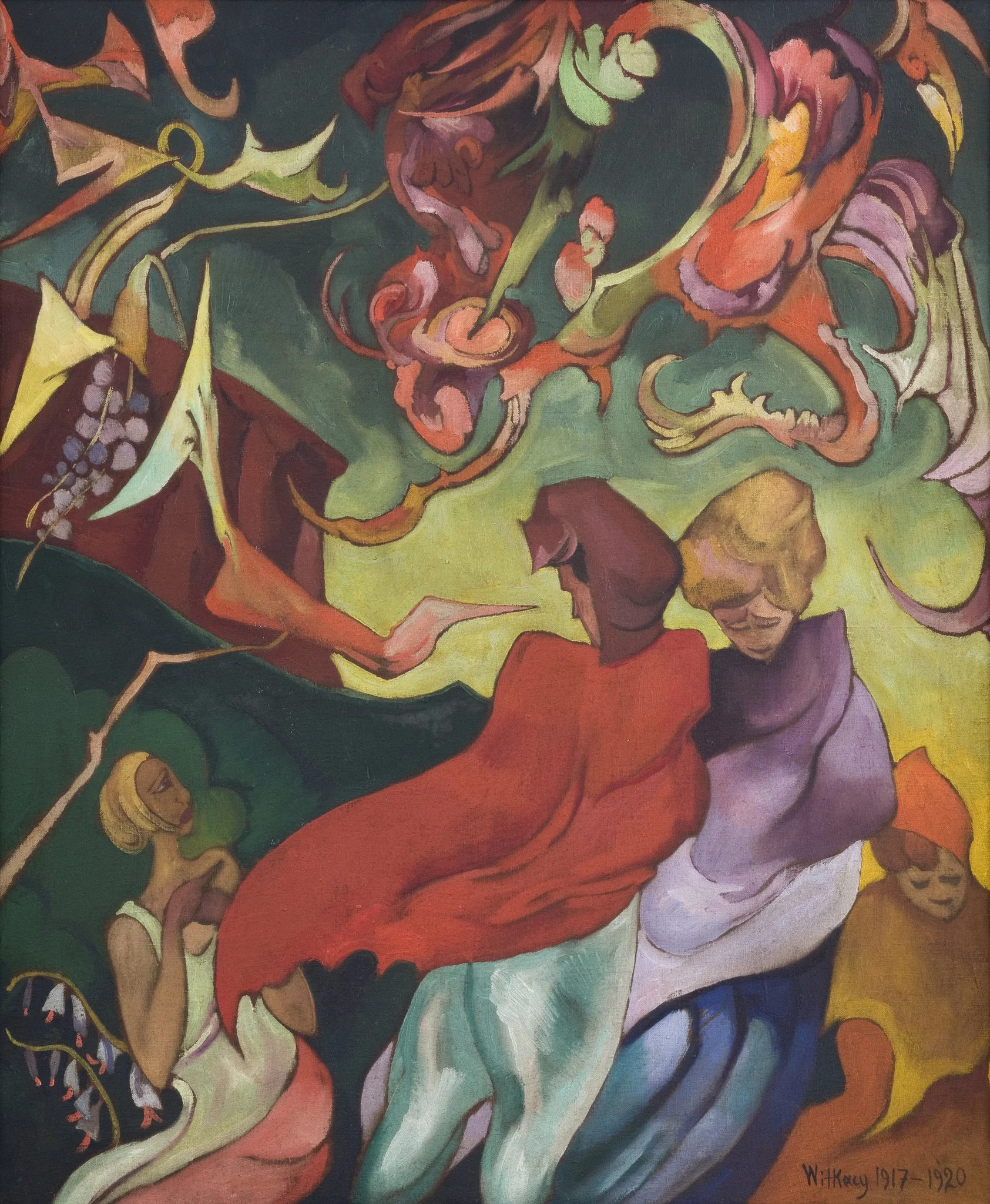 Composition with female figures, by Stanisław Ignacy Witkiewicz, oil, 1917