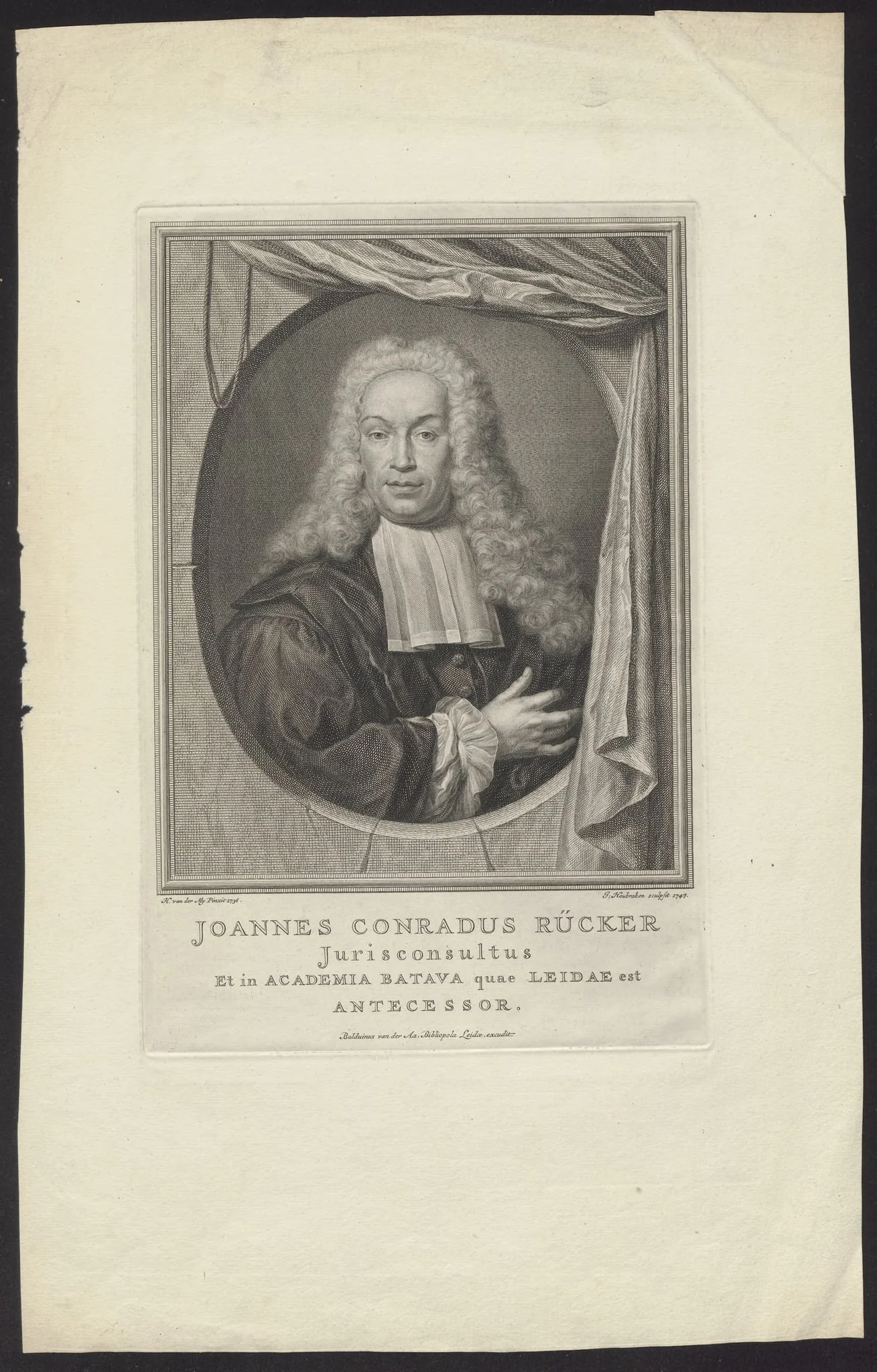 Portrait of Joannes Conradus Rücker, by Jacob, Houbraken, unspecified, 1747