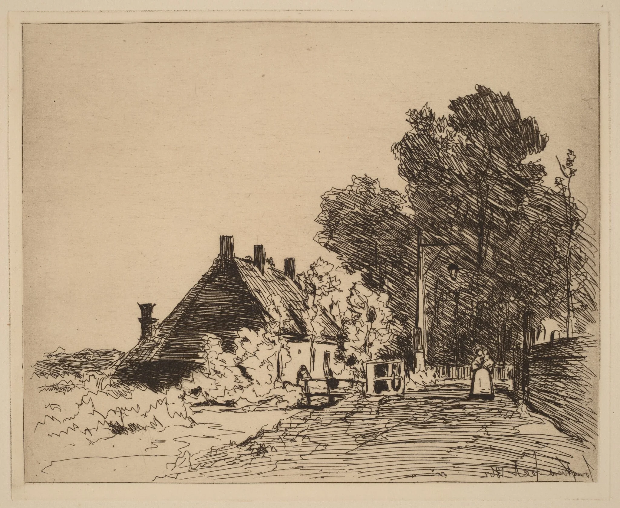 The Nurse (La Nourrice), by Johan Barthold Jongkind, ink, 1862