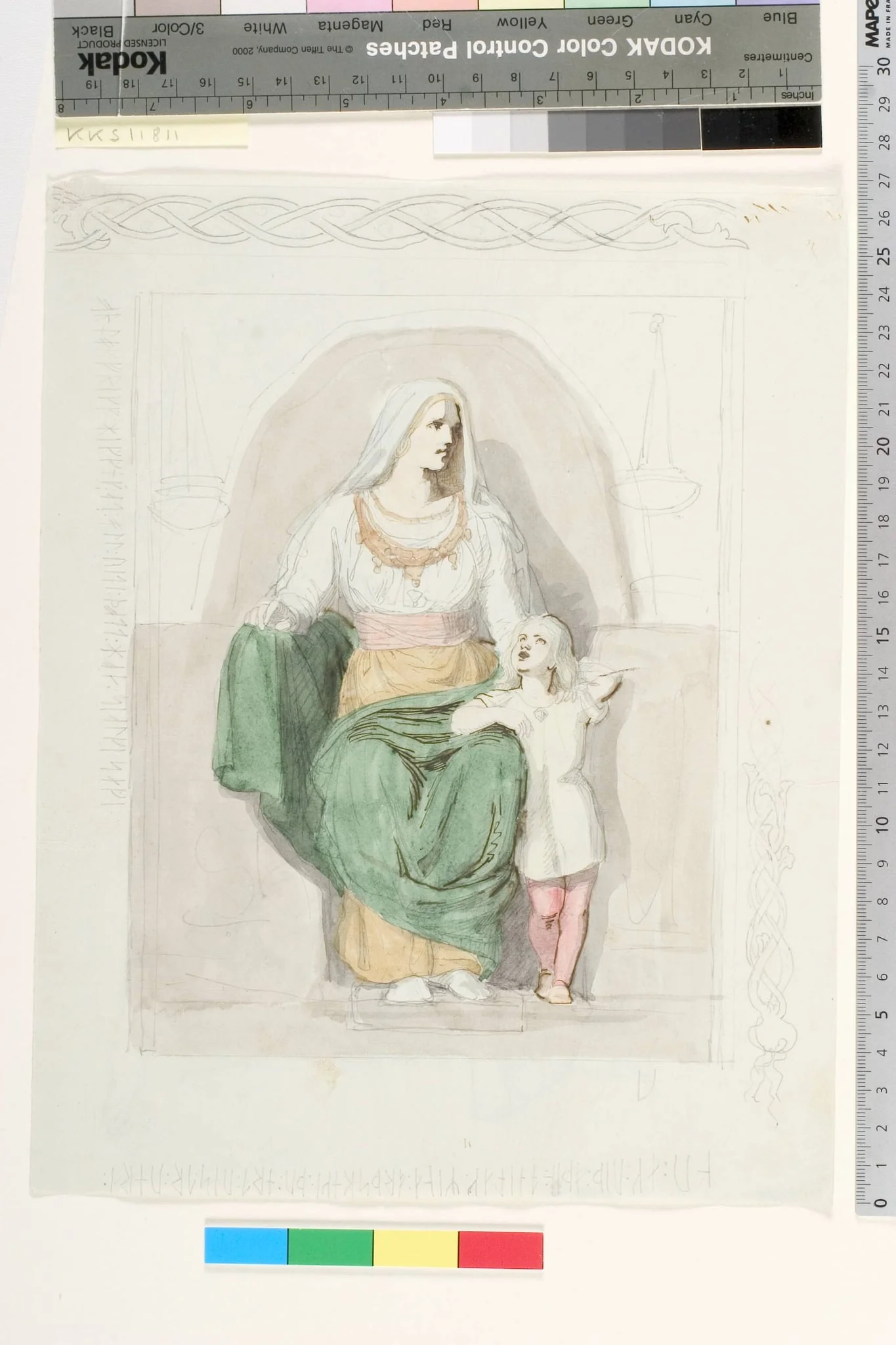 Frigga med Gersimi, by Unknown, unspecified, 1844