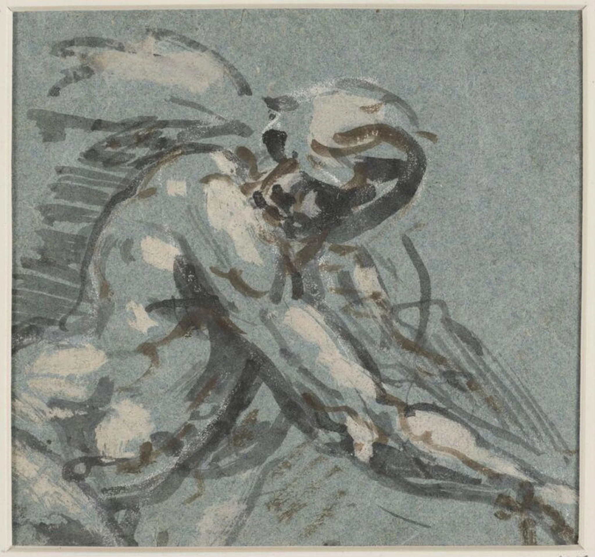 A nude man leaning forward, by Benjamin West, 1738