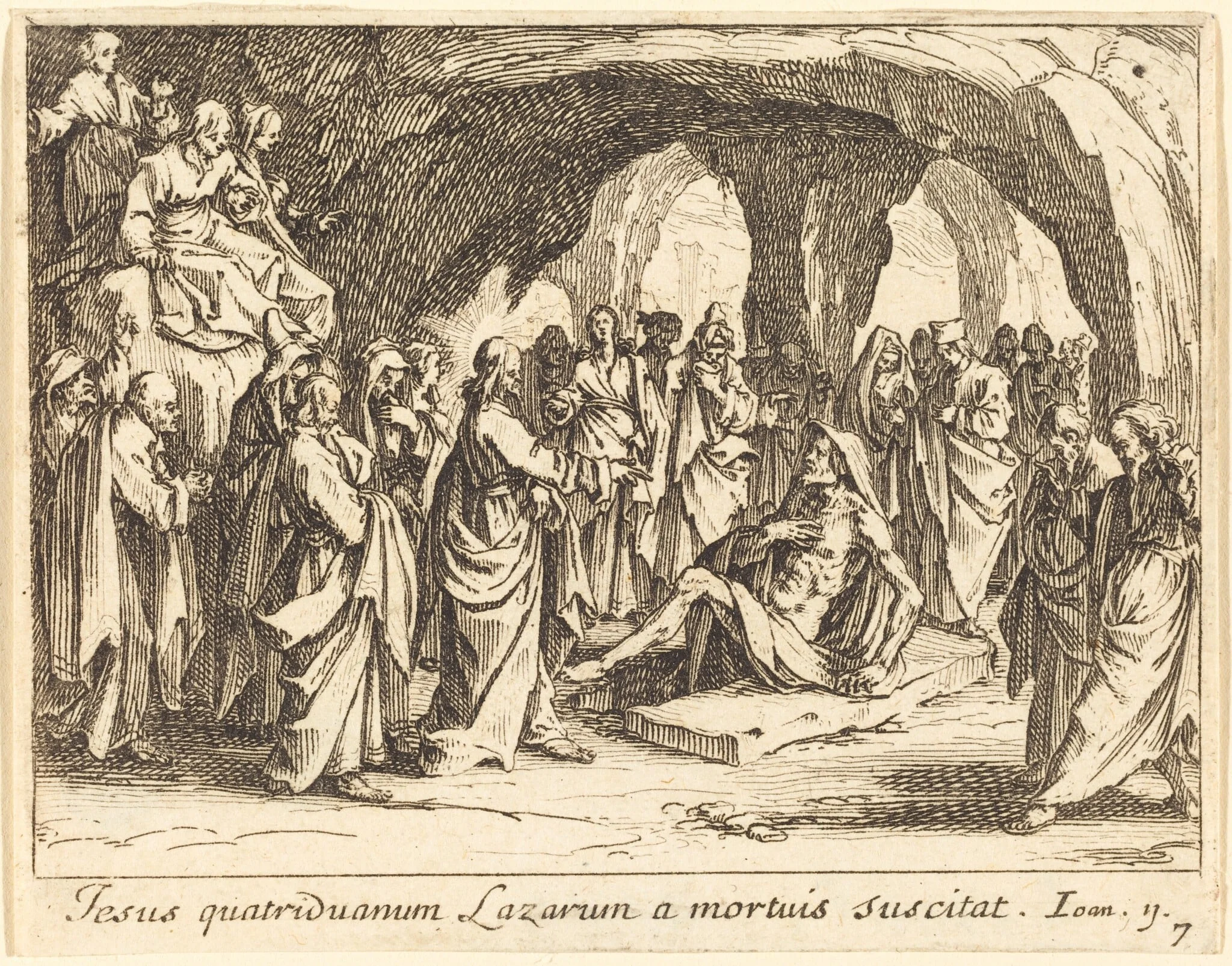 Raising of Lazarus, by Jacques Callot, ink, 1635