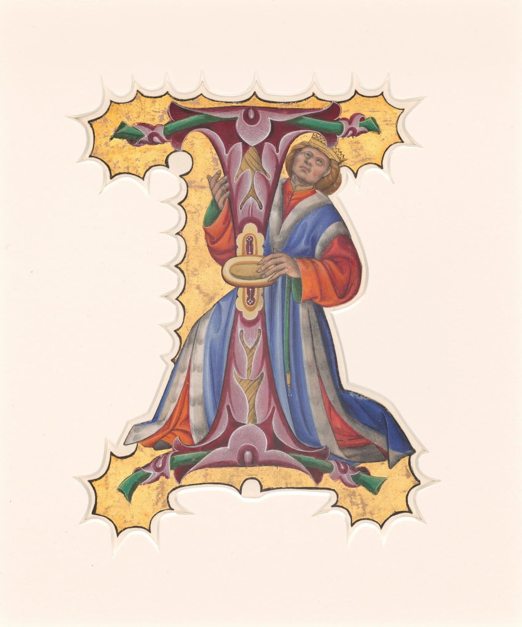 Initial I with David, by Master of the Cypresses, 1434
