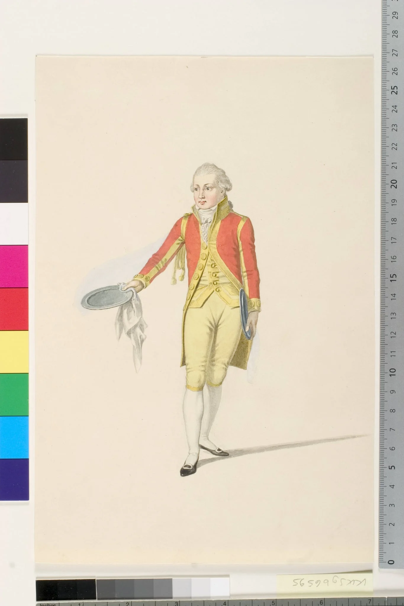 Kongelig lakaj med to tomme bakker, by Unknown, unspecified, 1807