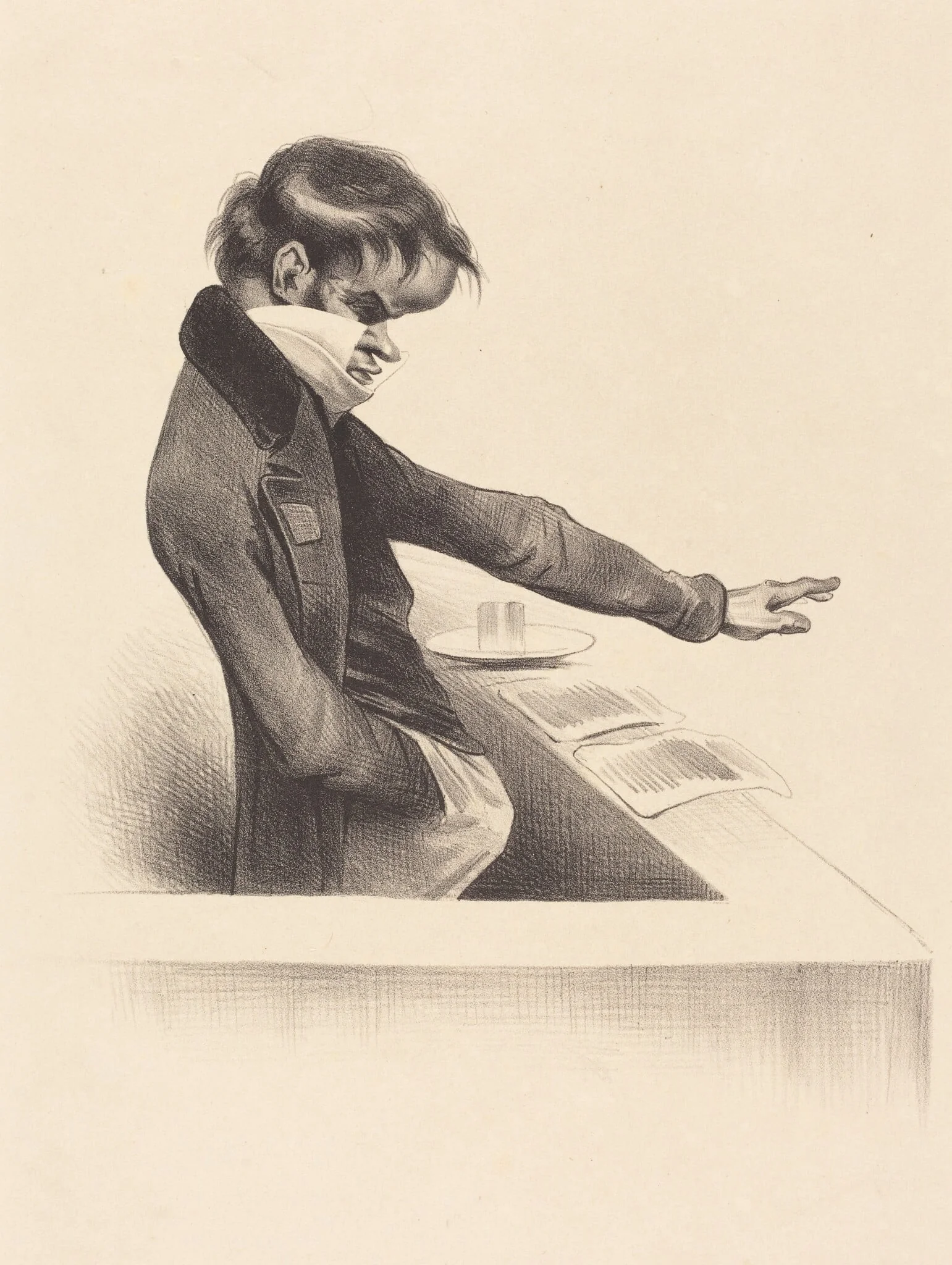Viennet a la Tribune, by Honoré Daumier, ink, 1832