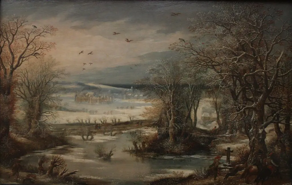 Winter landscape with view on the castle of Tervuren