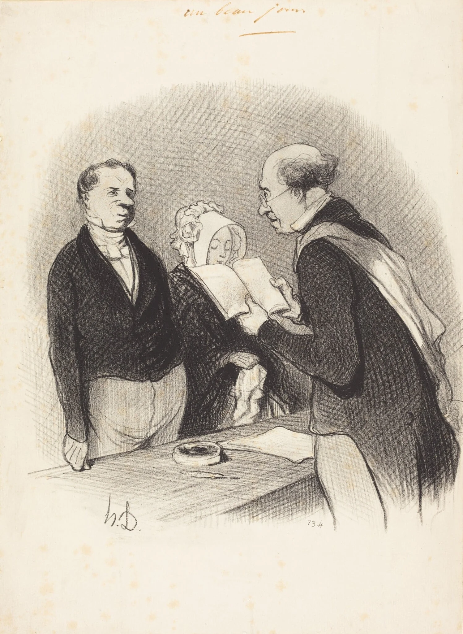 Devant M. le Maire, by Honoré Daumier, ink, 1845