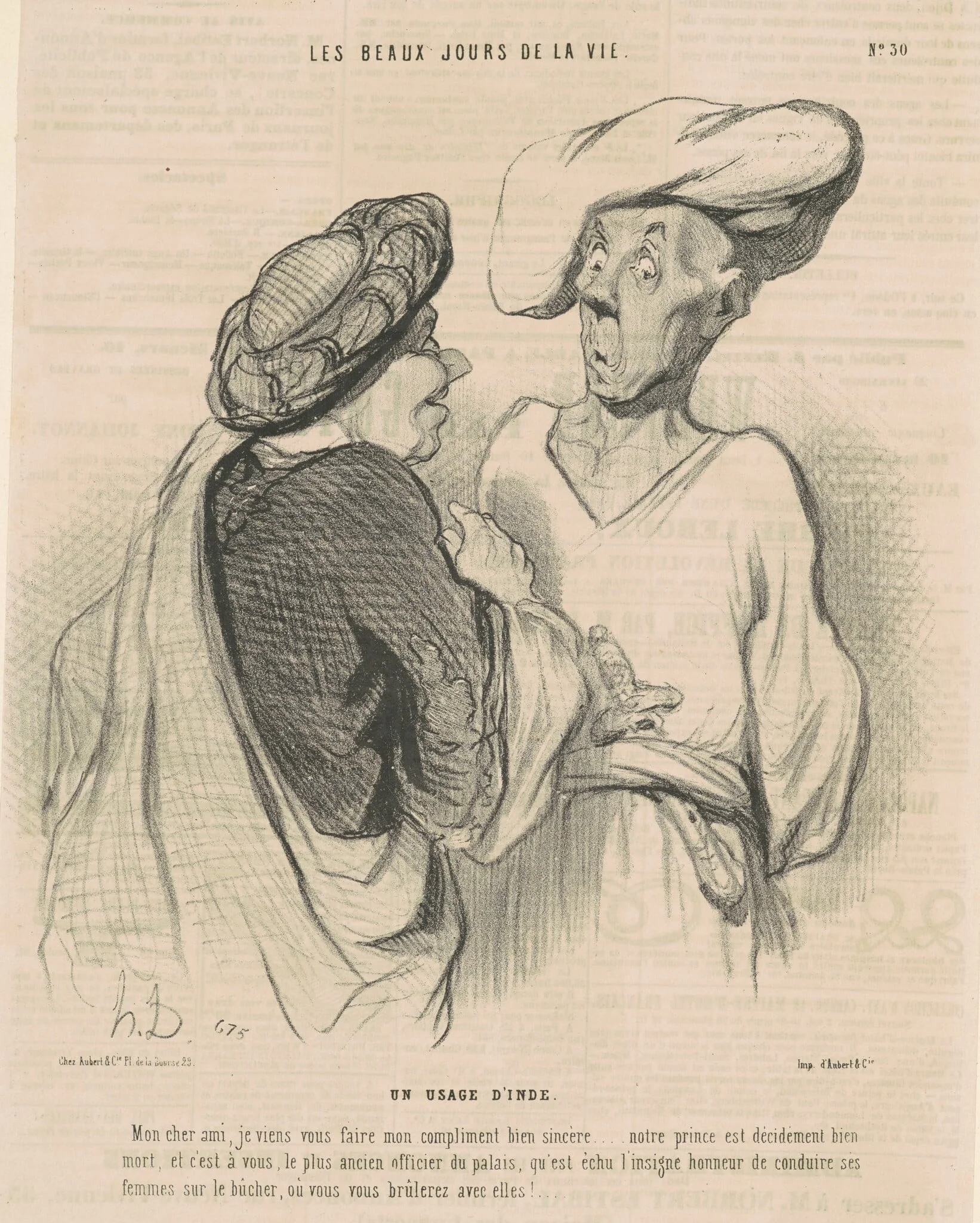 Un usage d'Inde, by Honoré Daumier, ink, 1844