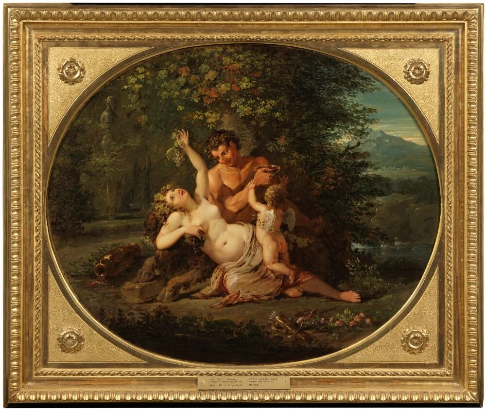 Satyr and Bacchante, by Bénigne Gagneraux, oil, 1792