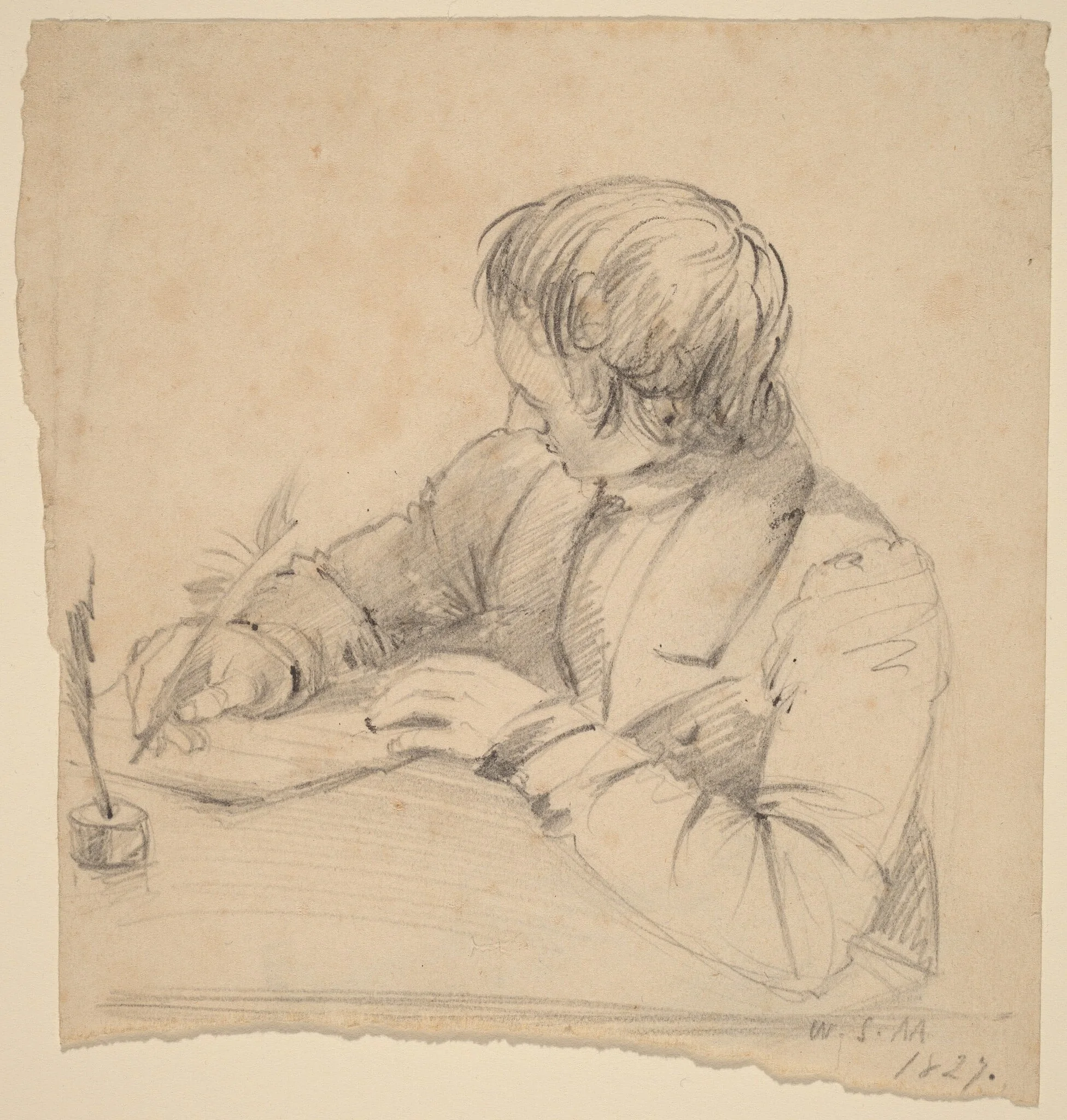 Shepard Alonzo Mount, Age Twenty-Three [recto], by William Sidney Mount, graphite, 1827