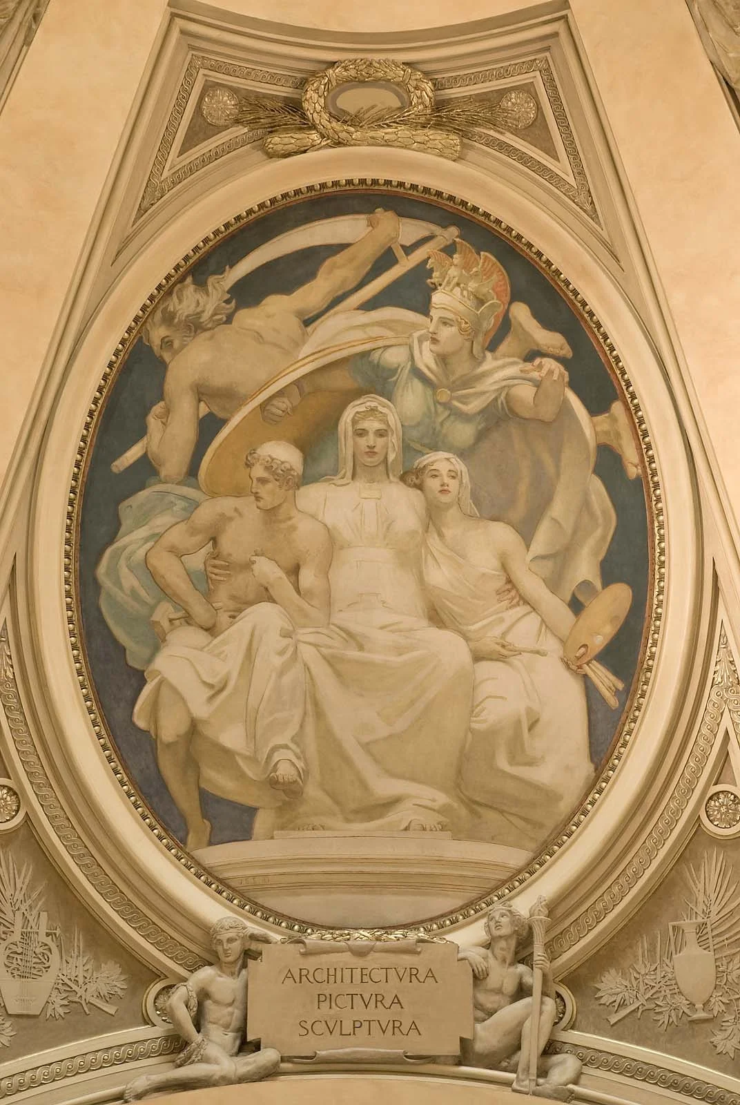 Architecture, Painting and Sculpture Protected by Athena from the Ravages of Time