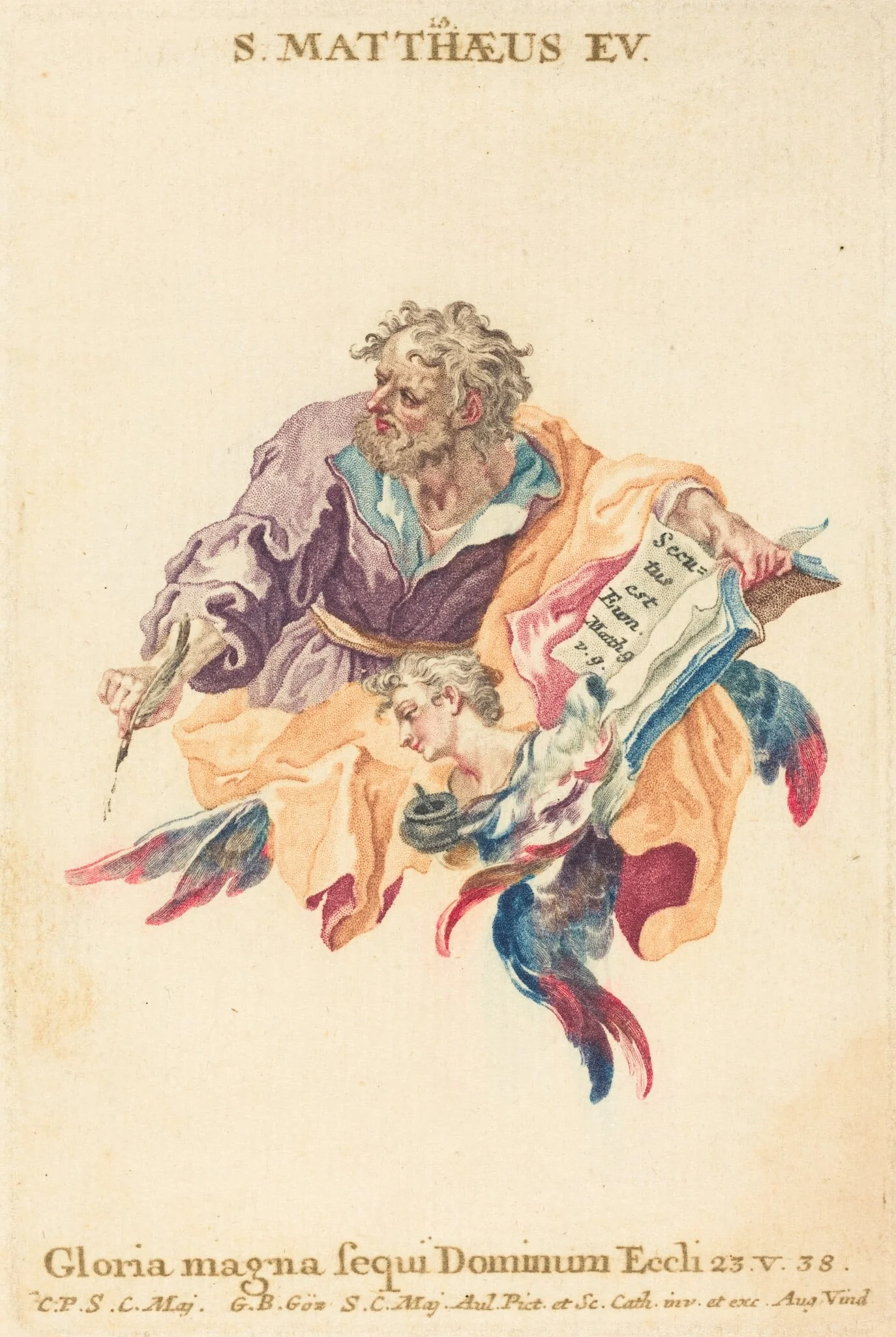 Saint Matthew the Evangelist, by Gottfried Bernhard Götz, ink, 1741