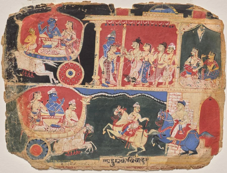 The Marriage of Pradyumna and Rukmavati, page from a Bhagavata Purana, by Unknown, unspecified, 1532