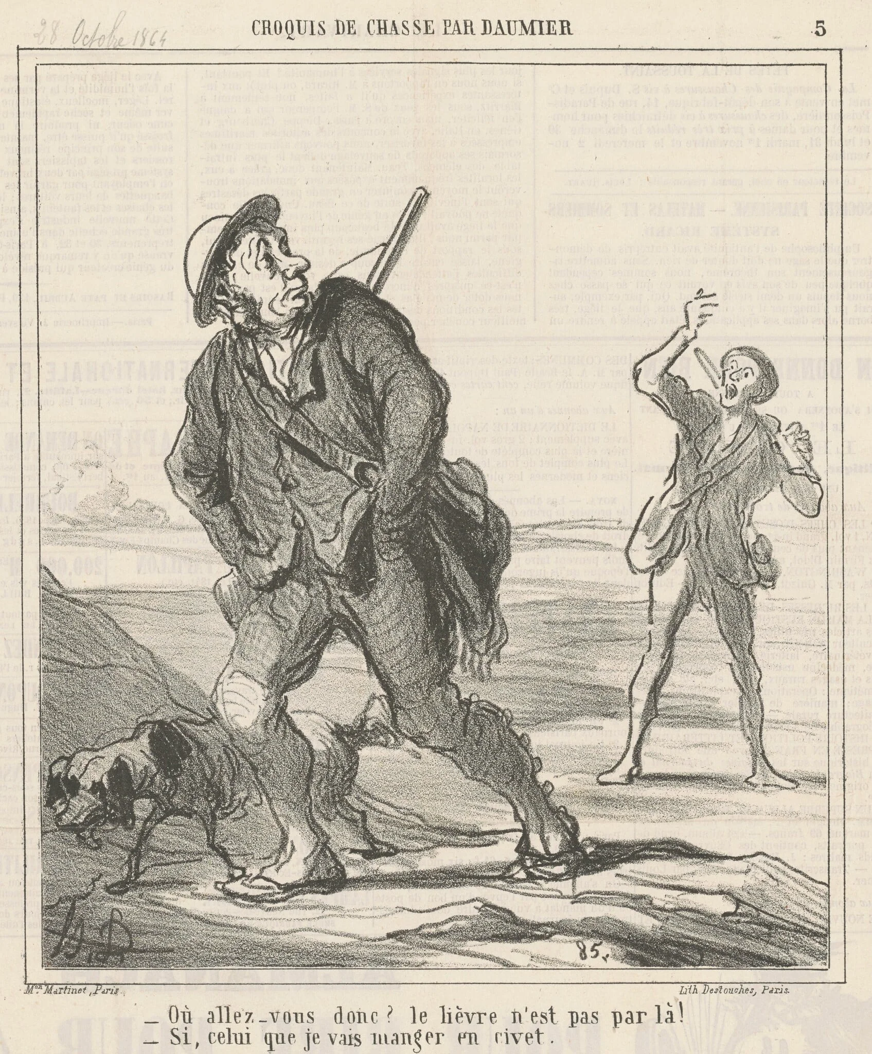 Ou allez-vous  donc?, by Honoré Daumier, ink, 1864