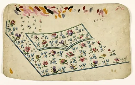 Composition en semis de fleurs, projets de broderies de gilet, XVIIIème siècle