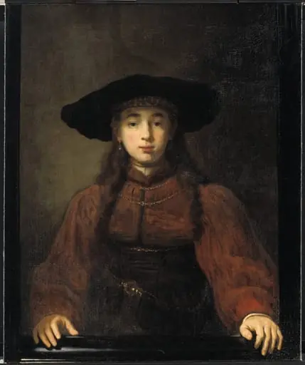 A Young Woman Resting her Hands on the Picture Frame