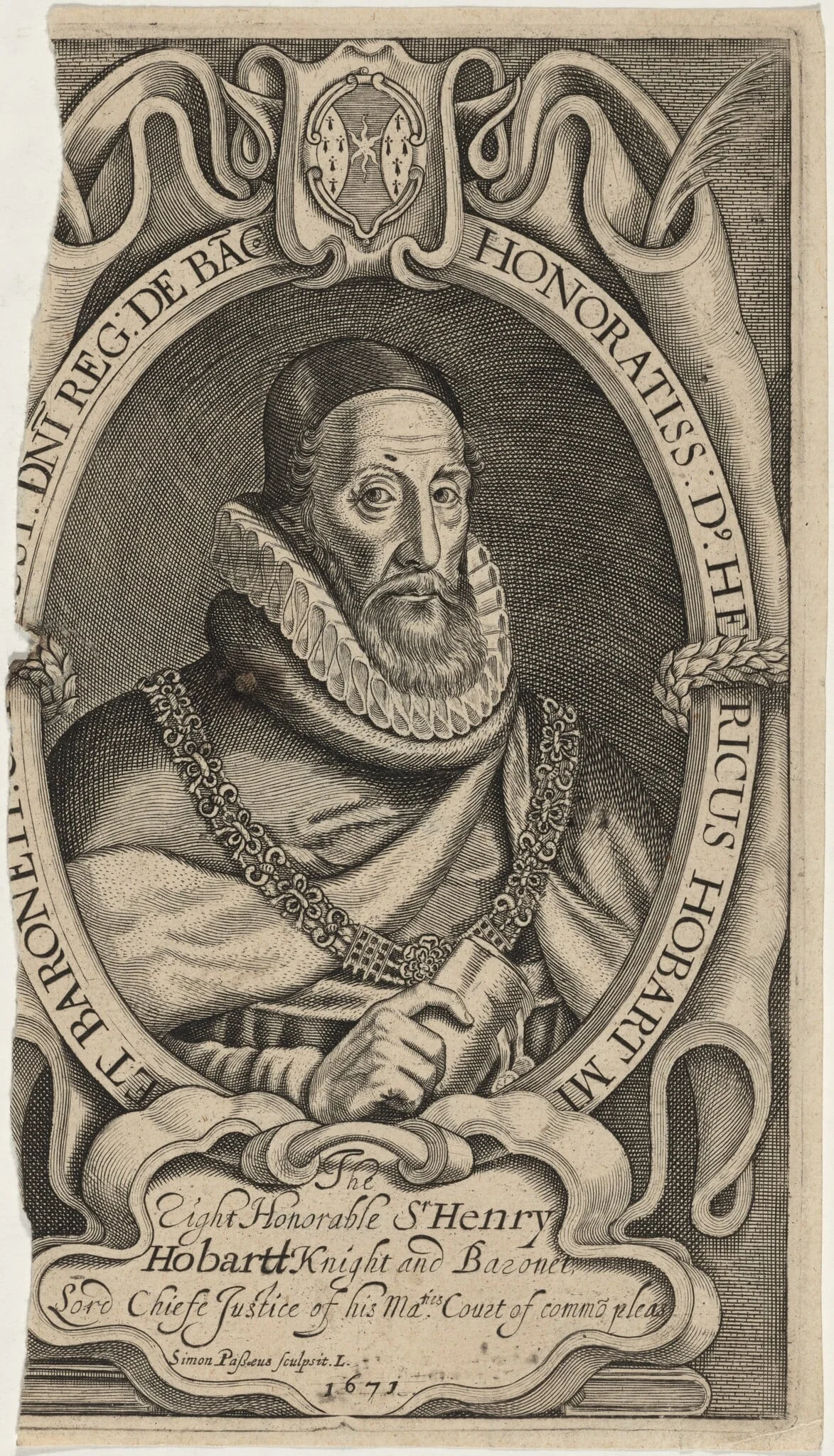Sir Henry Hobart, by Simon van de Passe, ink, 1641