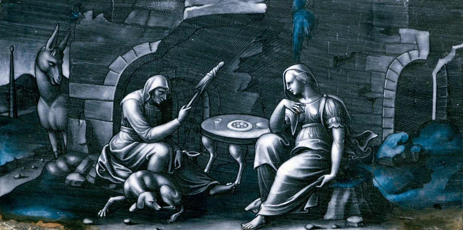 Old Woman Telling the Tale of Psyche, by Martin Didier Pape, copper, 1590