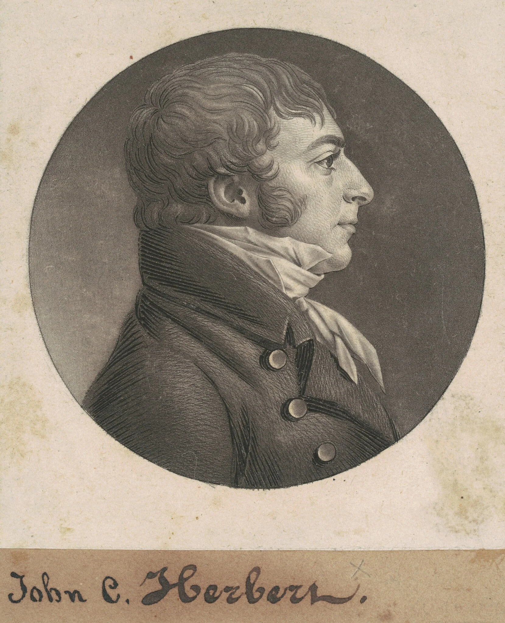 John Carlyle Herbert, by Charles Balthazar Julien Févret de Saint-Mémin, ink, 1807