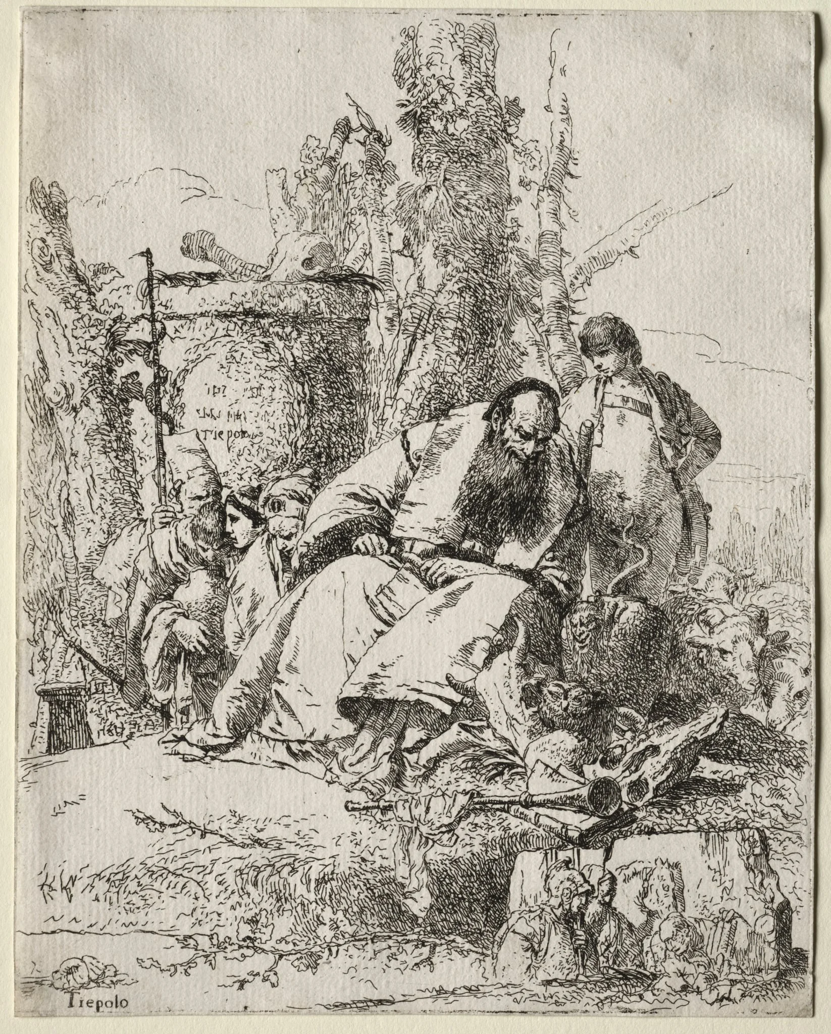Scherzi di Fantasia:  seated Magician, boy and four figures