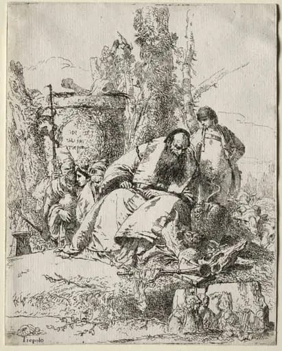 Scherzi di Fantasia:  seated Magician, boy and four figures