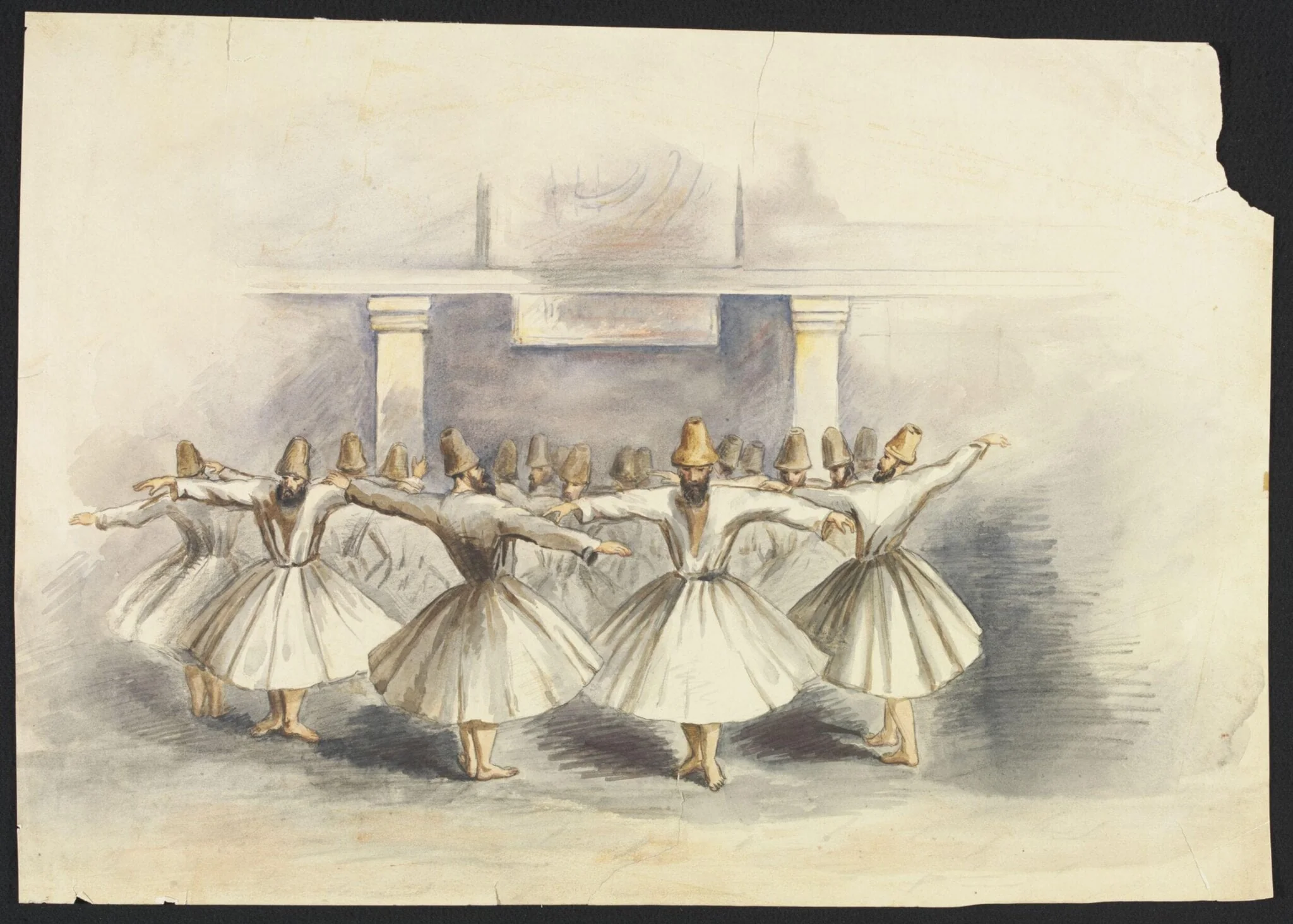 Dancing Dervishes of Constantinople, by Samuel Read, watercolor, 1854