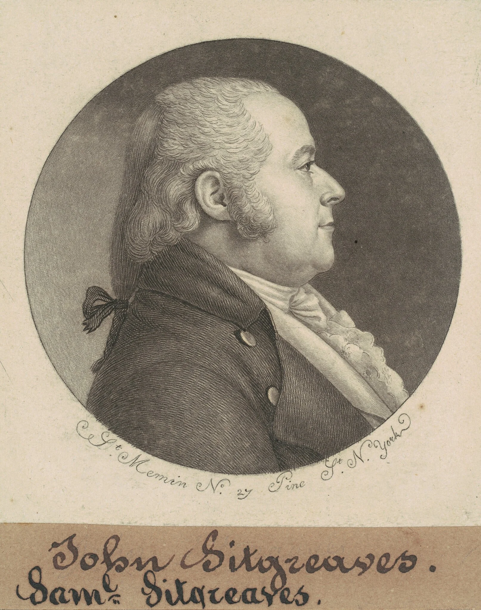 Samuel Sitgreaves, by Charles Balthazar Julien Févret de Saint-Mémin, ink, 1798