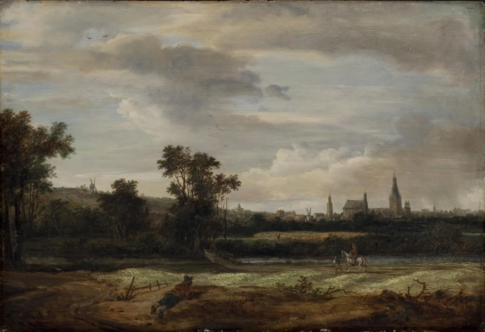 Landscape with a View Towards a Town, by Unknown, unspecified, 1671