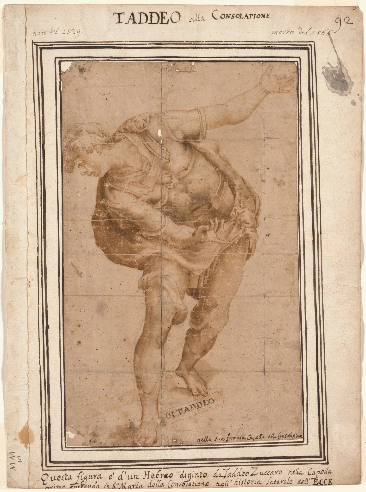 Un Hebreo, from Christ Shown to the People (recto), by Taddeo Zuccari, 1556